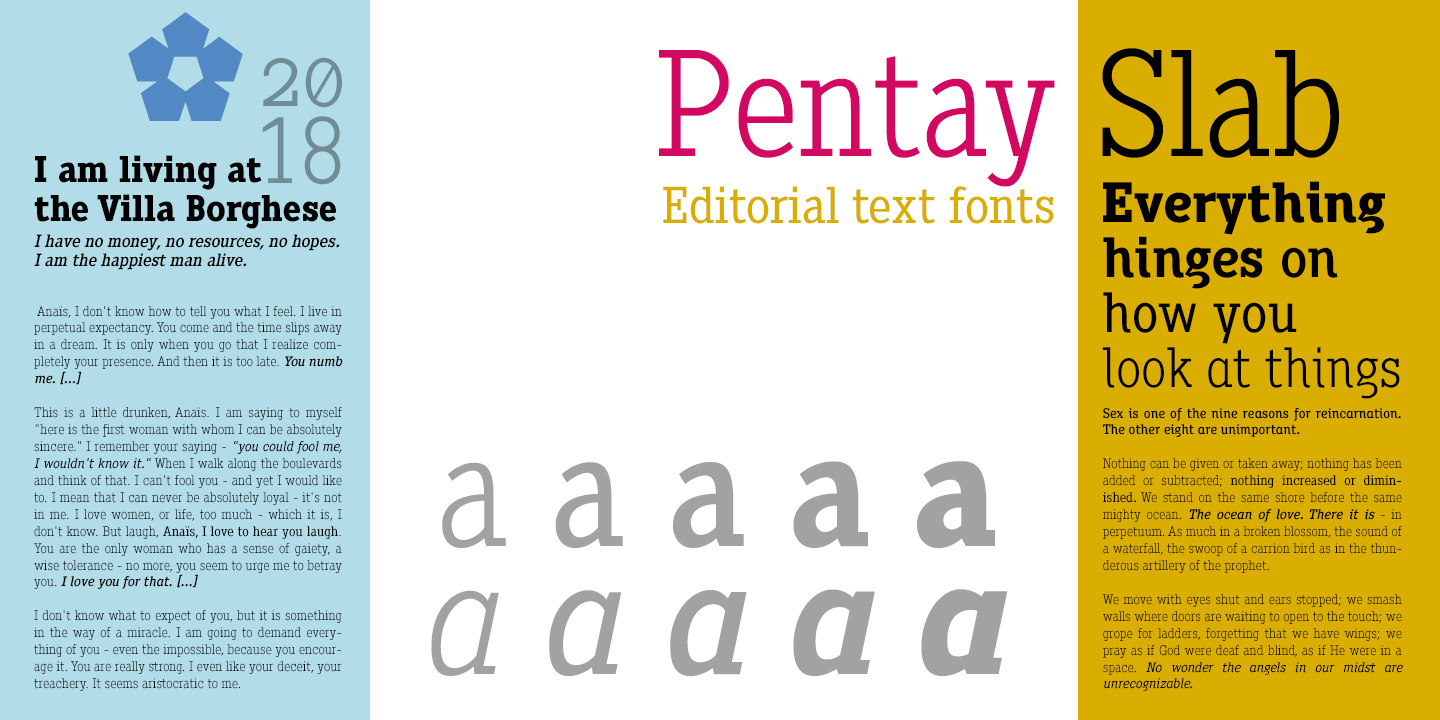Przykład czcionki Pentay Slab Light Italic